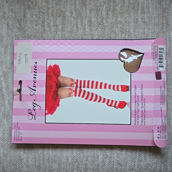 Rudolph Reindeer Striped Tights - Picture 2 of 3